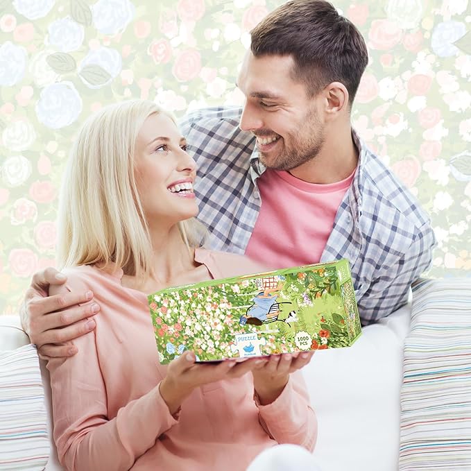 MOMIBOOK Puzzles for Adults 1000 Piece Jigsaw Puzzles of Afternoon Garden, Spring Painting Image Difficult Challenging Hard Impossible Puzzle, Funny Toys & Games Christmas Birthday Gifts