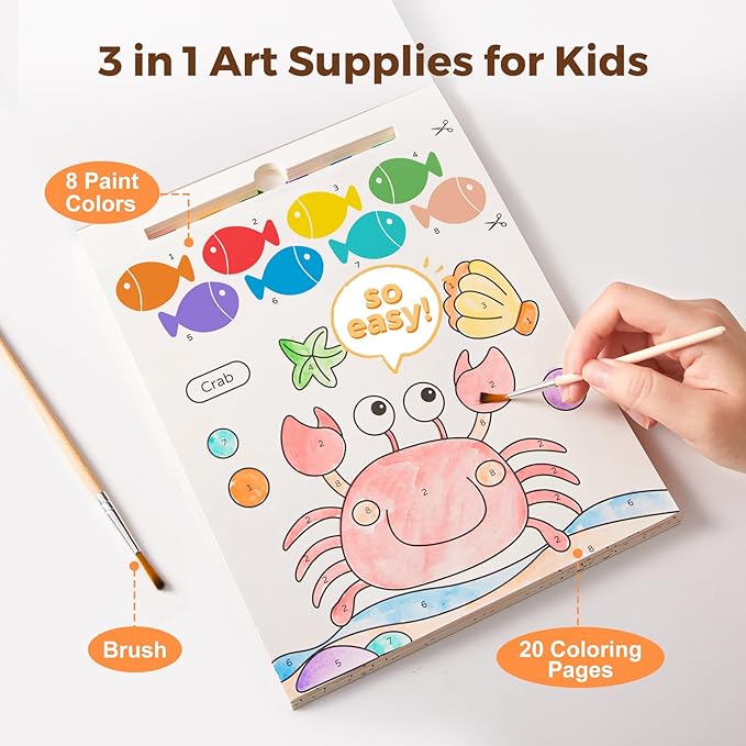 Paint with Water Books for Toddlers, Mess Free Watercolor Painting Activity for Kids Ages 1-3, 2-4, 4-6, Art Craft Coloring Gift with Brush, Airplane Travel Activities for Toddlers, Ocean Animals