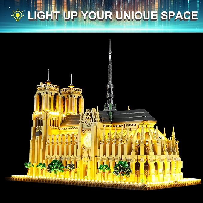LED Light Kit for Lego 21061 Notre Dame Cathedral Set, Compatible with Lego 21061 Building Blocks Model(Not Include Blocks Set)