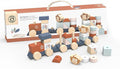 Speedy Monkey Wooden Pull-Along Train Stacker – Soft Colors, Monkey Character, Stacking Blocks, Build Houses | Non-Toxic Paint, Creative Fun, Ideal for Kids, Educational Toy for Toddlers