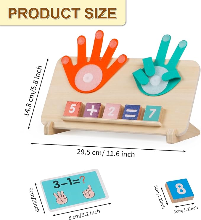 ALLABC Finger Math Manipulatives Number Counting Blocks, Montessori Educational Math Toys for Toddlers 3-6, Preschool Number Learning Toys for Boy & Girl Age 3,4,5 Years Old (Single Side Edition)
