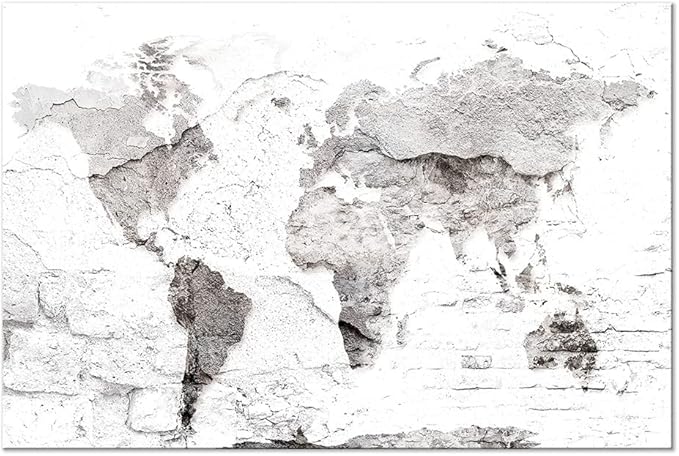 artgeist Pinboard World Map 35x24 in - Cork Board & Canvas Print Wall Art 1 pcs Memoboard with 50 Pins Noticeboard Message Board Image Picture Home Decor Travel Map k-C-10014-p-a