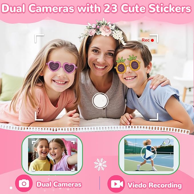 Lapare Kids Smart Phone Toy for Girls, Christmas Birthday Gifts for Girls Age 3-10, 2.8" Touchscreen Toddler Learning Play Toy Phone with Dual Camera, Game, Music Player, 32GB Card(Pink)
