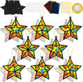 QOUBAI 32 Sets Back to School Stars Suncatchers Craft DIY Window Stained Glass Effect Patriotic 4th of July Paper Craft Home School Classroom Decor Kid Birthday Gift Creative Art Project Activity Game