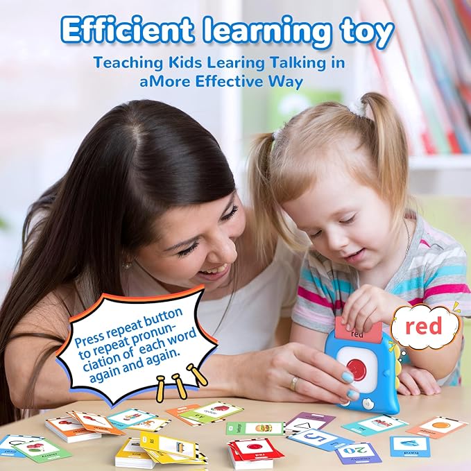 Kidzdo 520 ABCs Talking Flash Cards, Christmas Birthday Gifts for 2 3 4 5 6 Year Old Boys Girls, ABCs Early Education Learning Toys, Autism Sensory Toys for Autistic Kids Ages 2-6, Blue