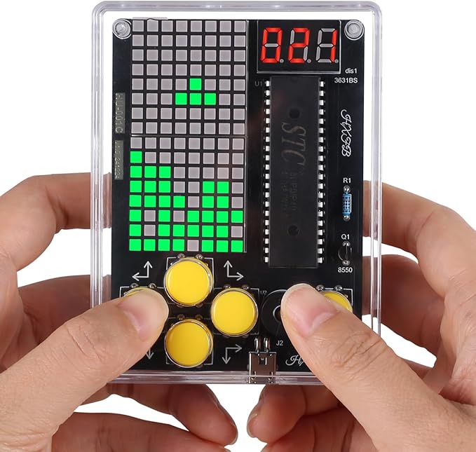 7-in-1 Game Soldering Practice Project Kit, PEMENOL DIY Retro Handheld Game Console with Adjustable Difficulty Levels and Pause Feature, Ideal for STEM Education College High School