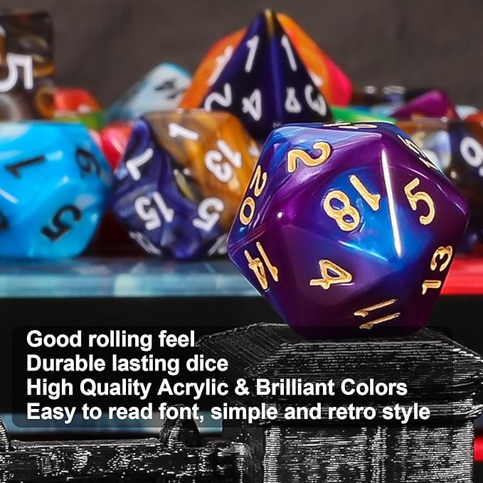 QMAY Mystery Dice Box - 48PCS DND Dice Set, Random Dice Patterns, 6 Surprise Boxes, Polyhedral Dice with Dice Display Tube, D&D Gifts Box for Dungeons and Dragons, RPG, MTG,Role Playing Table Game