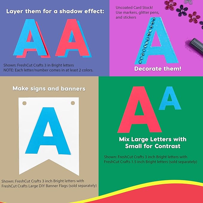 209 Pcs 3" Bright Bulletin Board Letters & Numbers, Capital, Numbers, Punctuation, US Made Card Stock Punch Out Letters for Poster, Bulletin Board, Classroom - Precut