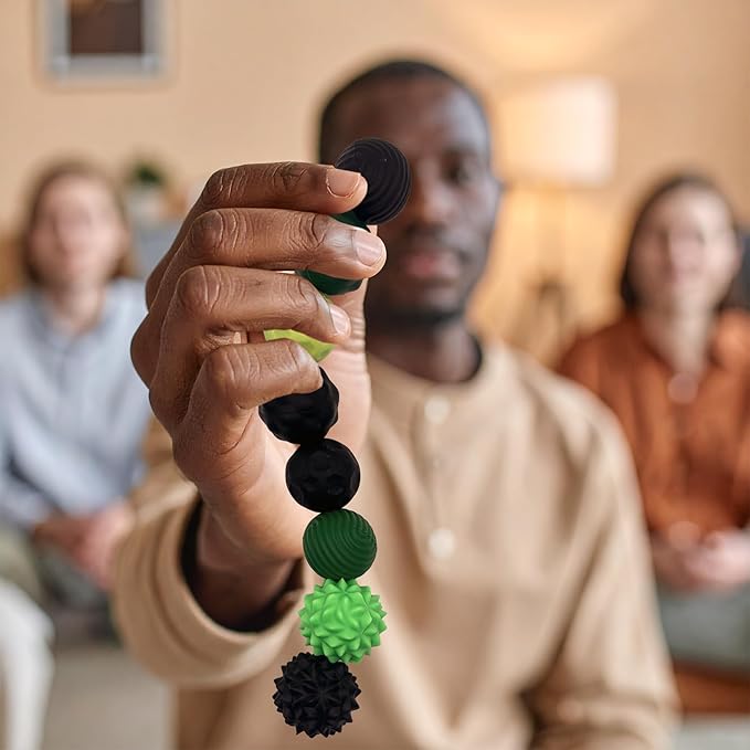 Fidget Toys Adults - 8 Pack Magnetic Balls (2 Sizes) Sensory Toys for Anxiety ADHD Autism - Silent Stress Relief Desk Toys with Case (Black & Green)