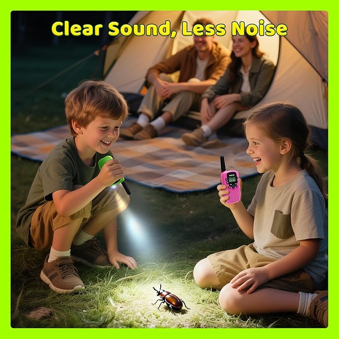 BATURU Rechargeable Walkie Talkies for Kids 3 Miles Long Range, 22 Channels Walkie Talkie with Clear Sound, Battery-Saving Kids Walkie Talkies 3 Pack, Stocking Stuffers for Girls Boys Age 5-10