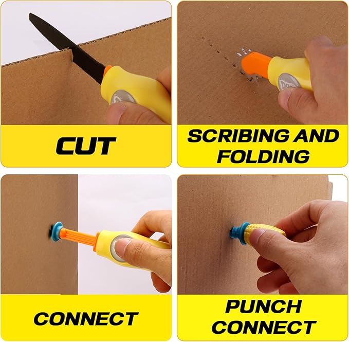 Cardboard Craft Tools For Kids-childrens cartons cutting，Cardboard Construction Tool Kit for Family And Classroom DIY Creativity Projects,71PCS STEM Educational Toy Birthday Gift for Boys Girls 6+