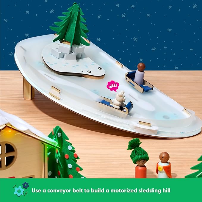 KiwiCo Winter Wonderland - 2025 Advent Calendar for Kids | Christmas Activities For Kids | Assemble Winter Village with Motorized Sledding Hill, Ice Skating Rink, Reindeer, Christmas Trees & more!