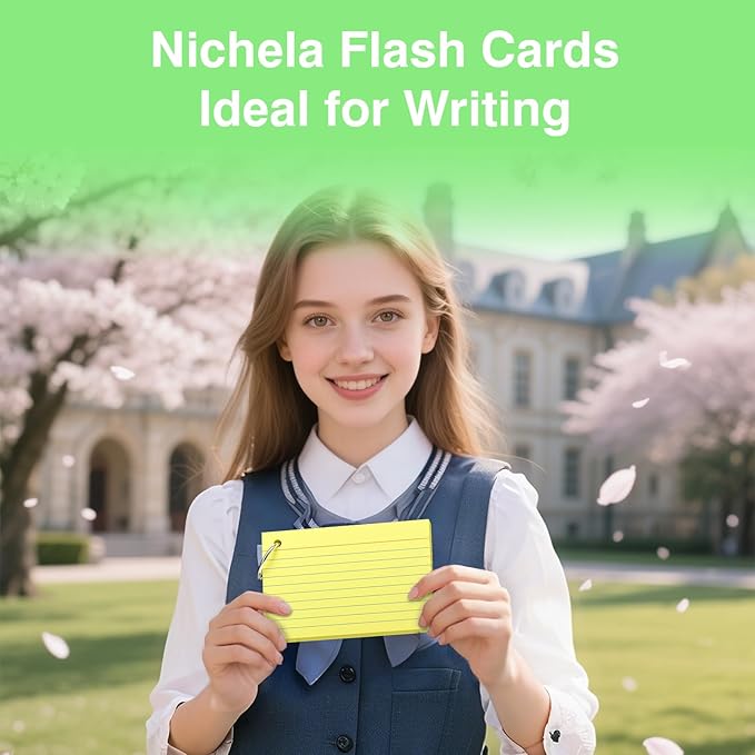 250 Count Yellow Index Cards with Ring 3 x 5 Inch Heavyweight Ruled Index Cards, Flash Cards for School & Office Supplies and Home Organization, Durable Study To Do List Note Cards with Ruled Lines