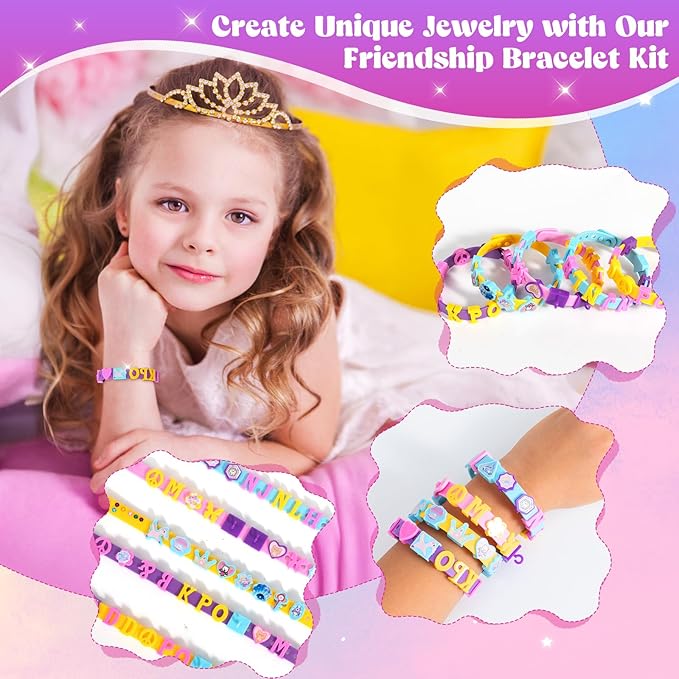 Bcsgj DIY Friendship Bracelet Making Kit for Girls, Jewelry Making kit for Girls,Sticker Bracelet, Bracelet Making kit Birthday Gift for Ages 5 6 7 8-12
