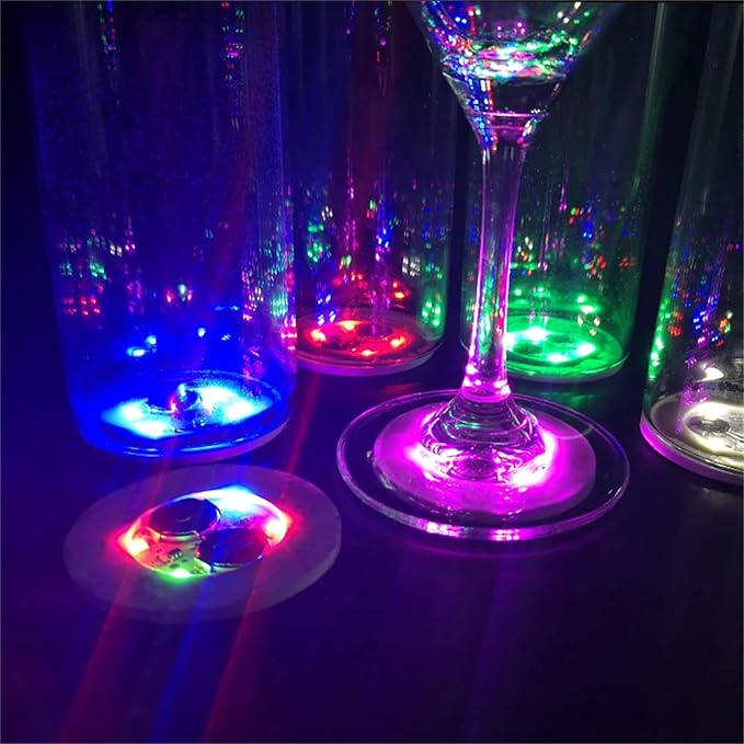 50 Pcs Light Up Coasters for Drinks, Colorful LED Coasters Sticker Lights, LED Bottle Lights for Liquor Bottles,Home Bar,Club,Party,Wedding Decor