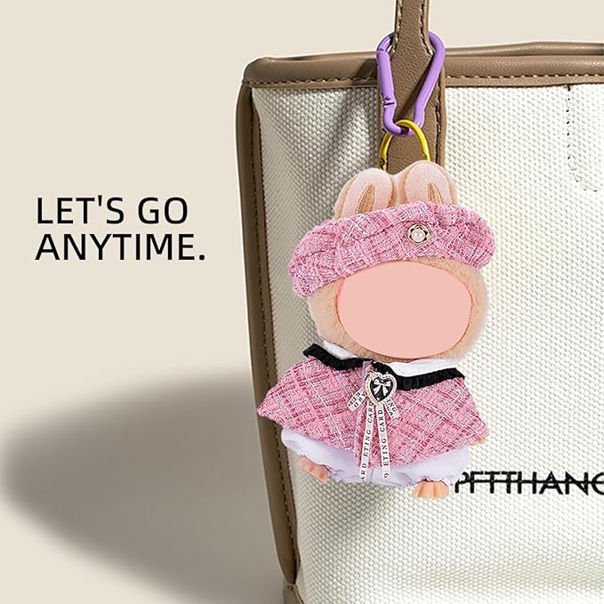 17cm Doll Clothes Set, Premium Jeans & Knitted Sweater Outfit for 17cm 15cm Dolls, Cute Dress Up Fashion, No Doll Included (Pink, 17cm/15cm)