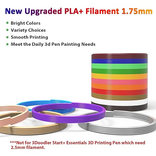16-Color 320ft PLA 3D Pen Filament Refills - 1.75mm, Kids Safe, 250 Stencils eBook - for SCRIB3D P1 and MYNT3D Pens