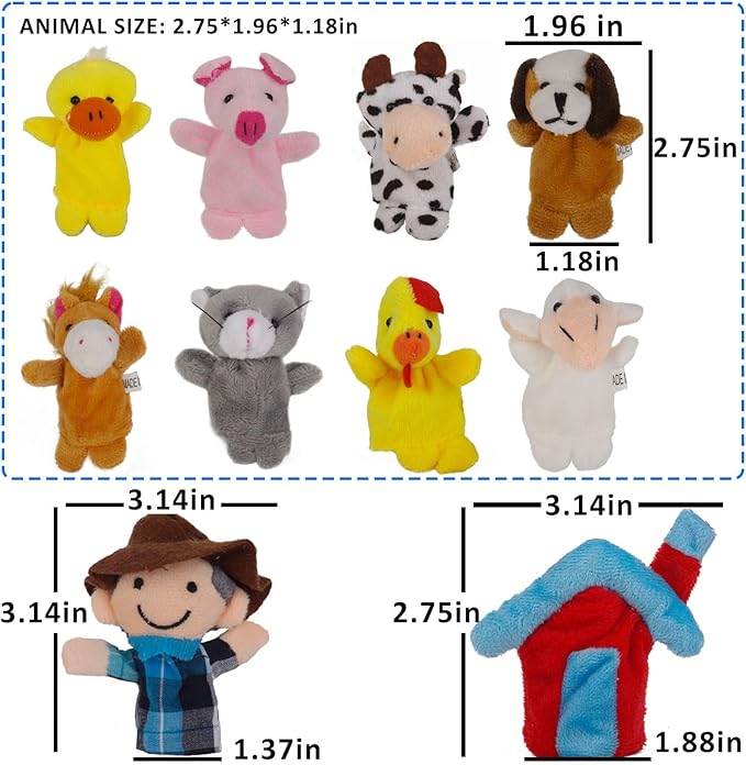 RIY 10Pcs Story Time Finger Puppets - Old Macdonald Had A Farm Educational Puppets Easter Basket Stuffers