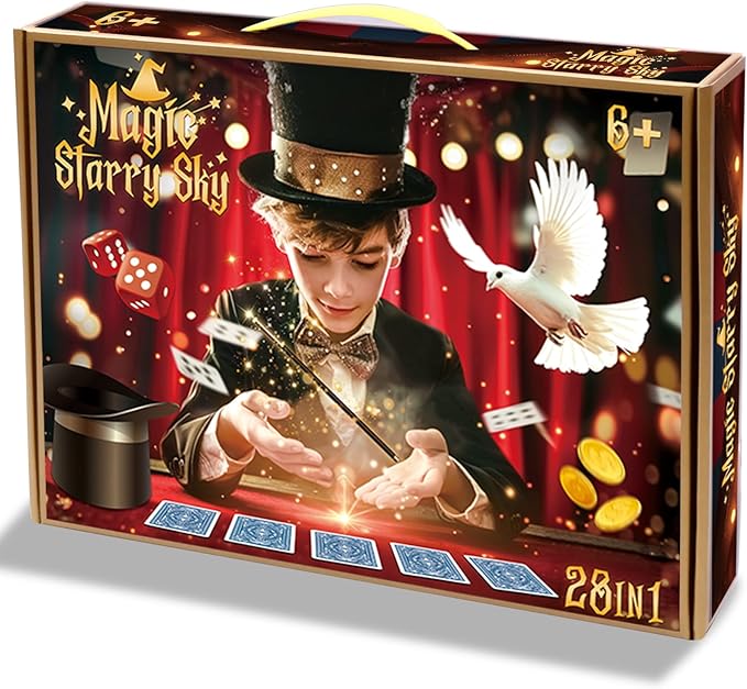 Magic Kit for Kids 28 in 1 Magic Tricks Set Age 6-8 to Perform with Step-by-Step Video Instructions for Each Trick from Professional Ages 6+