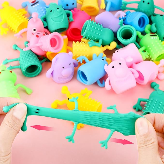 120 PCS Finger Puppets Toys Cute Monster Finger Puppets Soft Rubber Stretchy Fidget Doll Toys for Role Playing Birthday Kids Party Favors, 14 Random Styles