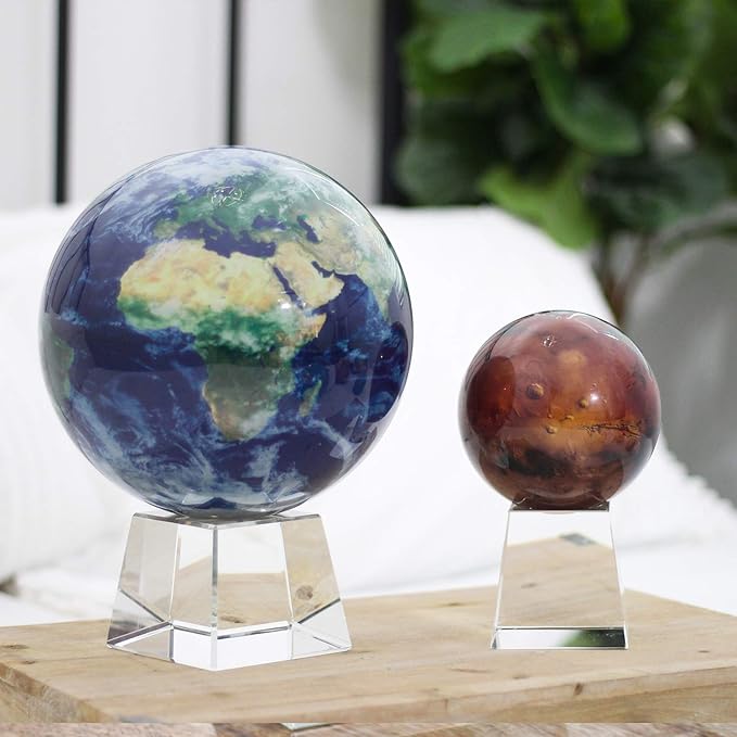 MOVA Mars Globe – 4.5” Rotating Planet Model for Space Decor and Astronomy Gifts | Solar-Powered Motion | No Batteries or Cords Needed