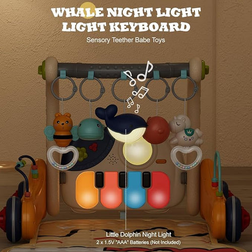 3-in-1 Baby Gym Play Mat with Kick Piano – Musical Activity Center for Infants & Toddlers, Tummy Time Playmat with Lights for Newborns (0-12 Months)