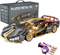 Sport Race Car Building Block Sets for Adults Boys,Black Technical Racing Supercar Toys Kits with LED Light Collectible 1:14 MOC Model Construction Birthday Gifts for Teens Age 8-12 12-16,14+