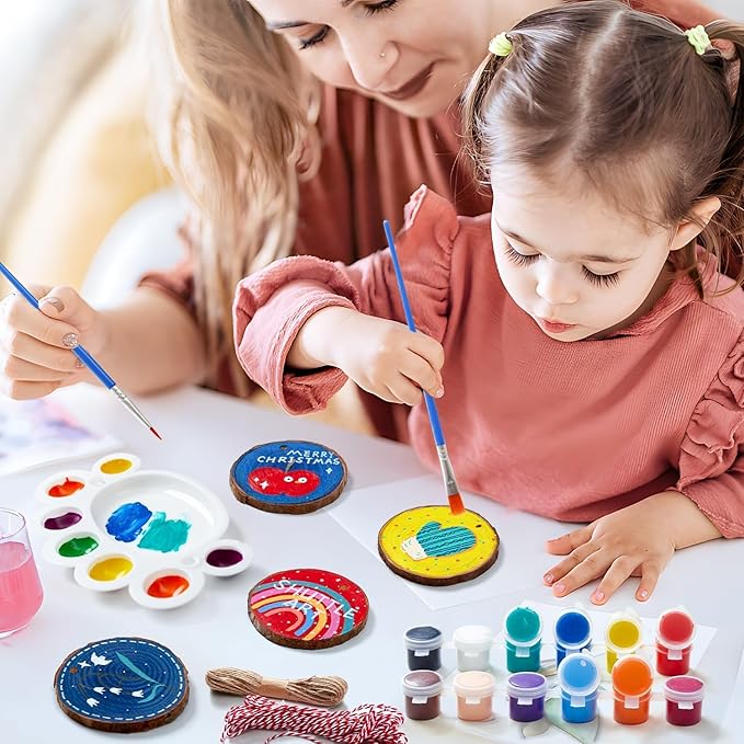 EzaroNexis Mini Acrylic Paint Set for Kids, 25 Pack 12 Colors Washable Kids Paint kit, Perfect for Home Birthday Classroom Party Favors,Painting Canvas,Paper,Wood,Rock & Fabric (350)