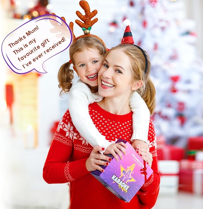 Mini Karaoke Machine with 2 Wireless Microphones, TOP Kids Gifts for Girls Ages 3, 4, 5, 6, 7, 8, 9, 10, 11, 12 +Years Old, 4-12th Birthday Toy Gift for Girls Boys Party (Purple)