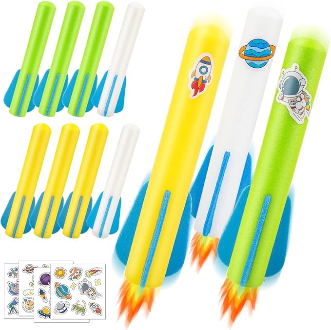 Banvih Rocket Launcher Refills for Kids, 8 Foam Air Rockets, Outdoor Toys Games Launcher Accessories, Birthday Gifts for Toddler Boys Age 3 4 5 6 7 8+ Years Old