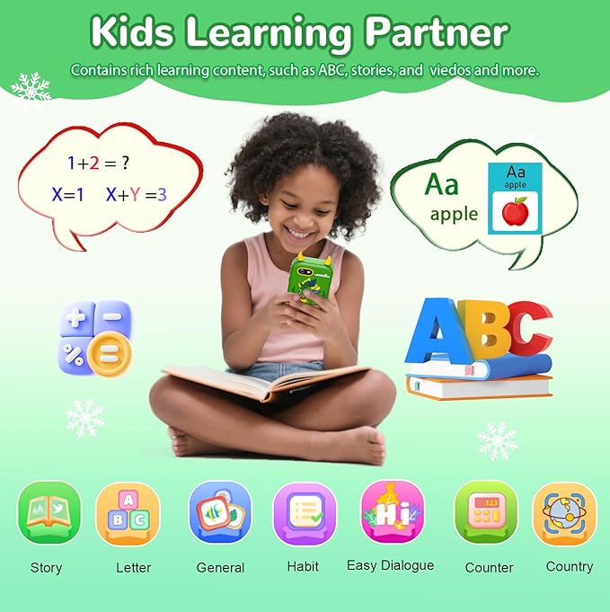 Lapare Kids Smart Phone Toys, 2.8'' Touchscreen HD Dual Camera Cell Phone for Kids, Birthday Gifts Dinosaur Toddler Play Phone for Boys 3-10, Travel Learning Toy for with 32GB SD Card(Green)