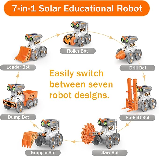 7-in-1 Stem Toys for Kids Ages 8-13,Educational DIY Solar Power Robot Kit ，Building Toys Science Kits Robotics Set Engineering Projects Gifts for 8 9 10 11 12 13 14 Years Old Boy Girls Teens