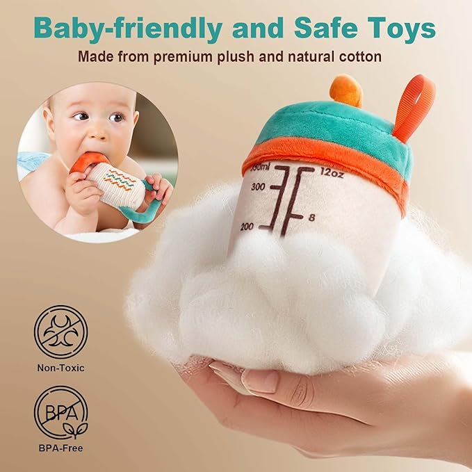 Vanplay Baby Toys 0-12 Months, Workout Plush Toy with Rattle for 0-3-6 Month, Sensory Montessori Toys for Babies 6-12-18 Month, Baby Boys Girls Birthday Shower Gifts for 7 8 9 10 Month