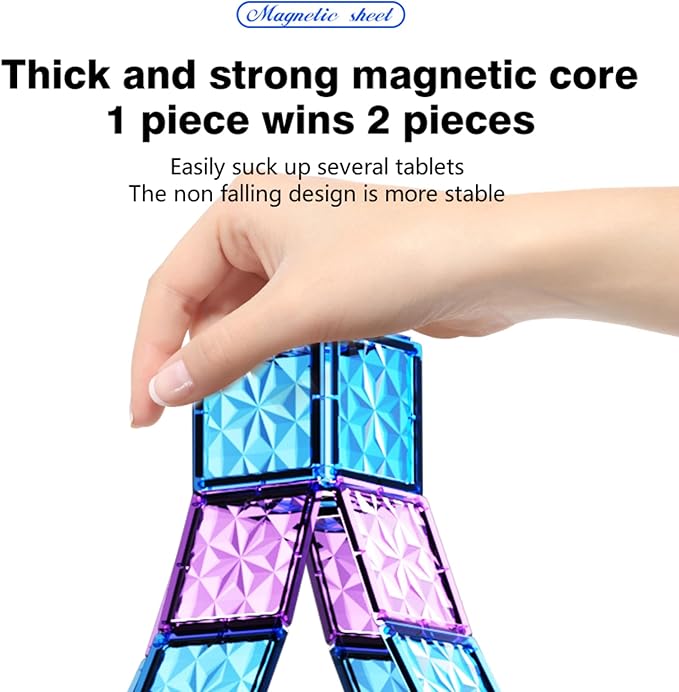 Magnetic Tiles 3D Diamond 102pcs Set | STEM Building Blocks for Kids | Montessori-Inspired Educational Toys | Magnet Building Set for Toddler Learning & Creativity | Gifts for Boys & Girls Ages 3+