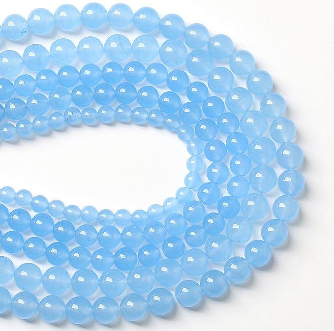 10MM 38PCS Blue Aquamarine Chalcedony Spacer Loose Beads for Jewelry Making DIY Bracelet Necklace