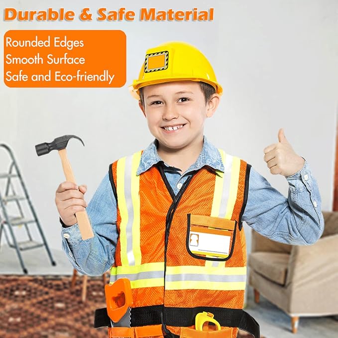 28 Pcs Kids Toy Tool Set Construction Party Supplies Plastic Pretend Play Accessory for Boys with Screwdrivers Pliers Axes Saws
