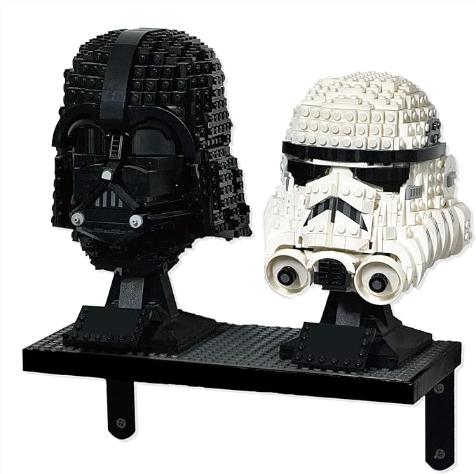 Wooden Display Shelves for Building Bricks – 2‑Pack Floating Wall-Mounted For Lego Minifigure Helmet 75328 75277 75327 75304 75429 75415 75349 76285 75276 75274 76165 75343 75408 76251 75351