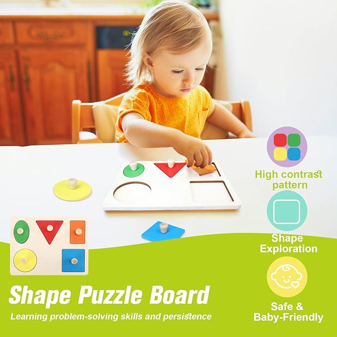 vocheer Stacking Toys for Babies 6-12 Months, 6 in 1 Montessori Toys 7-9 Months Brain Development, Infant Tummy Time Sensory Toy, Early Education Babies Toy Kit Gift
