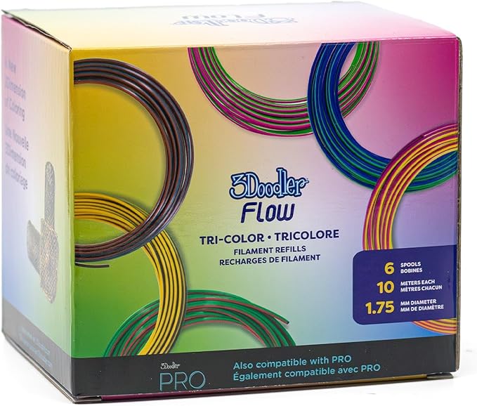 SCRIB3D Advanced 3D Printing Pen Bundle with 6 Spools of Tri-Color PLA Filament – Includes 3D Pen, 3 Starter Filaments, Stencil Book, and 200 feet of Vibrant PLA Filament for Creativity in 3D