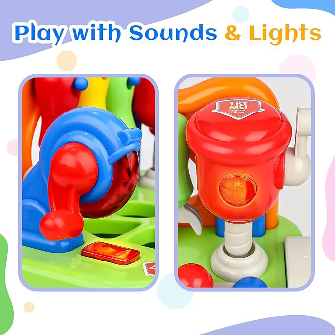 Cinne Toddler Tool Set Age 1-2, Toys for 1 Year Old Boy Gifts, Baby Workbench with Light & Sound, Baby Tool Set with Shape Sorter