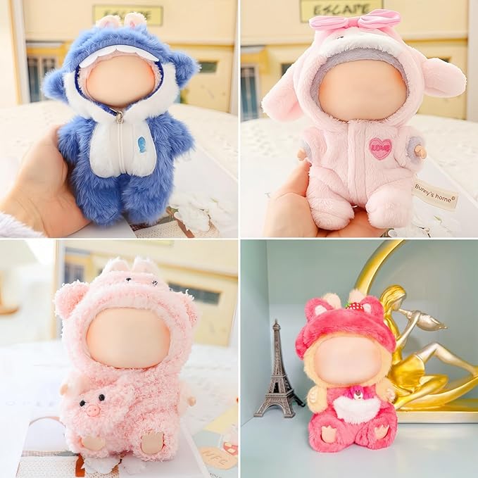 17cm Doll Clothes Set, Overalls Set for 6.7inch Doll Suit, Faking Animal Style Outfit Jumpsuit, Cute Fashion Dress Up Clothes Accessories for 1st/2nd/3rd Gen Dolls (Bear