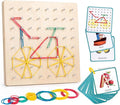 Wooden Geoboard with Rubber Bands, STEM Educational Toy for Spatial Reasoning and Fine Motor Skills Kids 3 Years+