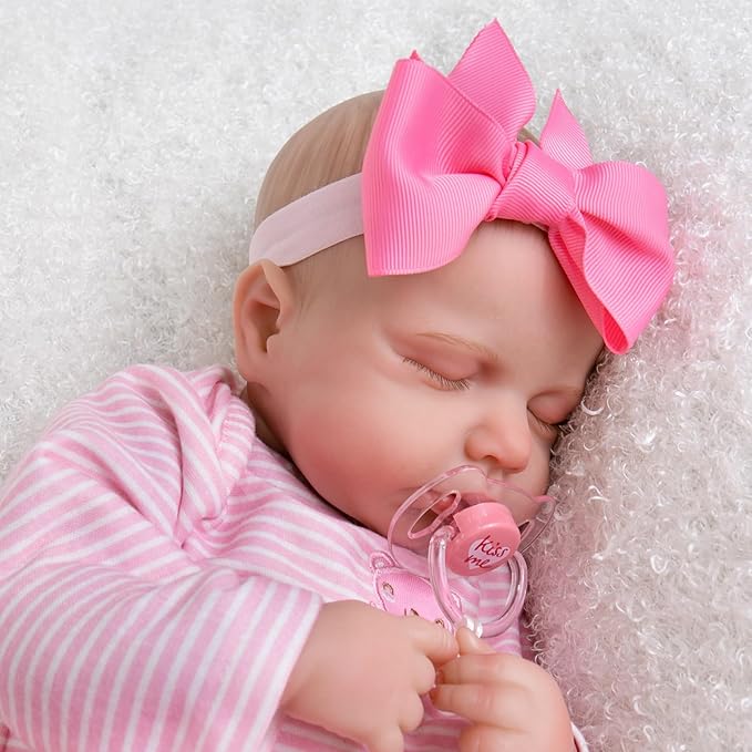 Aori Reborn Baby Dolls Girl - 20 Inch Realistic Newborn Sleeping Weighted Cloth Body Lifelike Baby with Hand-Painted Features & Pink Outfit Set - Cuddle Weighted Doll, Gift for Collectors & Kids 3+