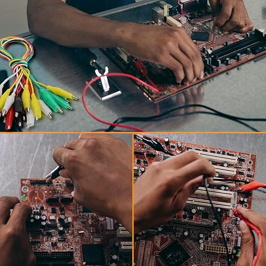 Alligator Clips Electrical, 20PCS Preminum Test Leads with Crocodile Clips, 5 Colors Jumper Wires Kit with Testing Probes for Electrical Testing with Dual Ended Insulators for Circuit Connection