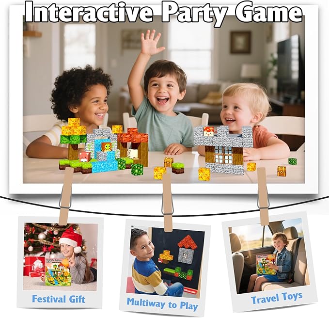 Magnetic Blocks,Magnet Building Blocks for Kids, STEM Sensory Travel Toys with Magnetic Cubes, Montessori Toddlers Educational Toys for Boys & Girls 4-8 5-7 8-12 Years Old Birthday Gifts
