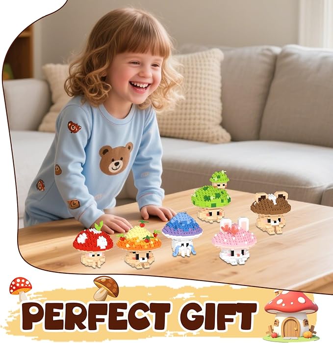 6 Cute Mushroom DIY Models (Animals & Plants), Educational STEM Toys, Creative Desk Decor & Collectible Gifts for Kids Age 8+ & Adults, Ideal for Birthday & Christmas