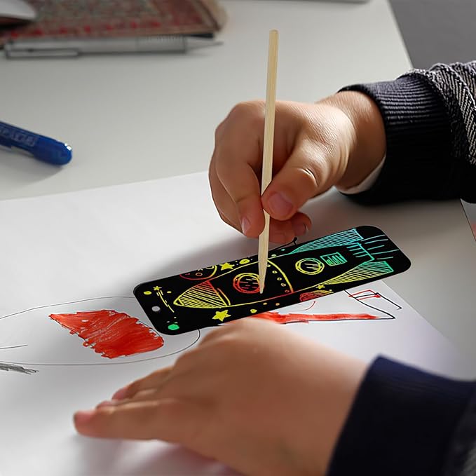PEASUG Scratch Art, 40 Sets 5 Styles Scratch Art for Kids, Rainbow Scratch Paper Art Sets, Magic Black Scratch Off Paper Eid Bookmarks Gifts for Kids, DIY Art Craft Party Favors Easter Crafts