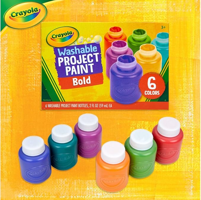 Crayola Washable Kids Paint (6ct), Assorted Bulk Paint Set for Kids, Must Have Preschool Arts & Crafts Supplies, Nontoxic, Learning Activities for Toddlers