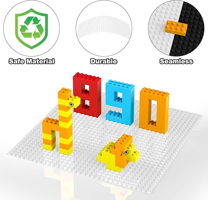 Classic Baseplates, Peel and Stick Base Plates for Building Bricks, Compatible with Major Brands, Self-Adhersive Base for Bricks 10" x 10", 6 Pack White