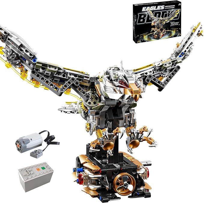 Mechanical Eagle Building Block Set 3D Poseable Model with Articulated Wings & Talons with Motor STEM Toy for Kids & Adults Ideal Gift for Engineering, Nature & Animal Lovers